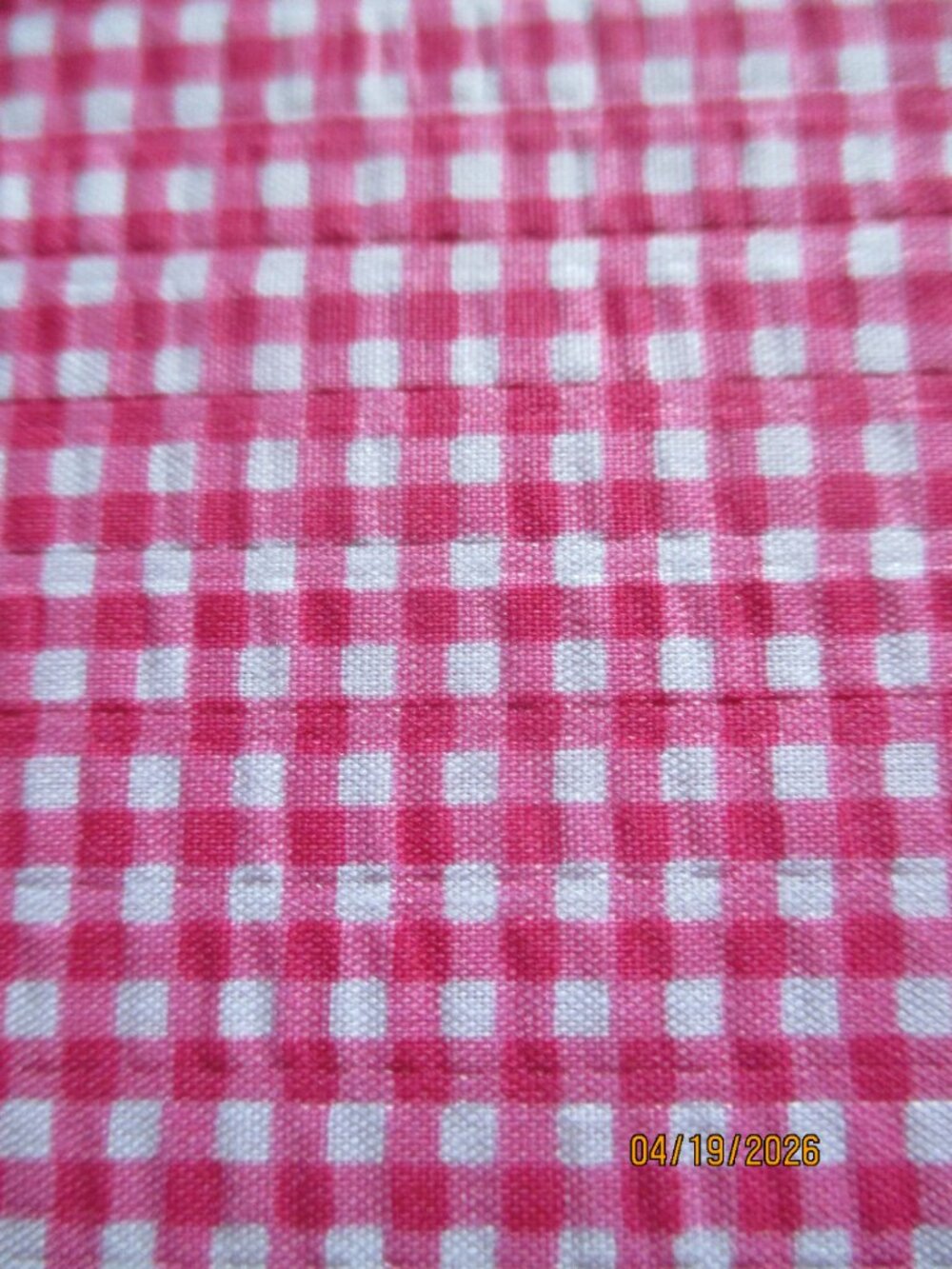 SEER SUCKER DARK PINK GINGHAM/DARK PINK GINGHAM/3 YDS/NEW